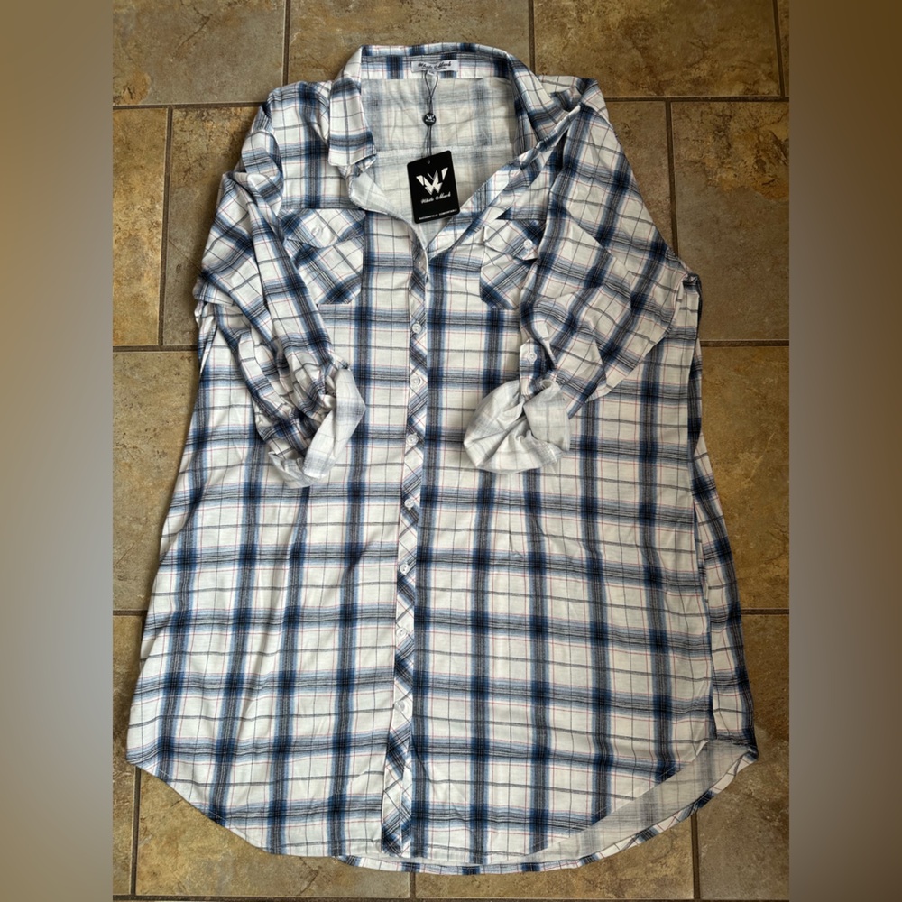 Set of 2 White Mark Women's Plaid Button-Down Shirt Dress